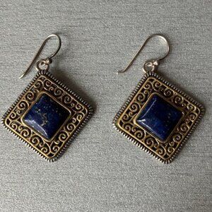 Barse Sterling Silver Blue Lapis Drop Earrings, Made in Thailand